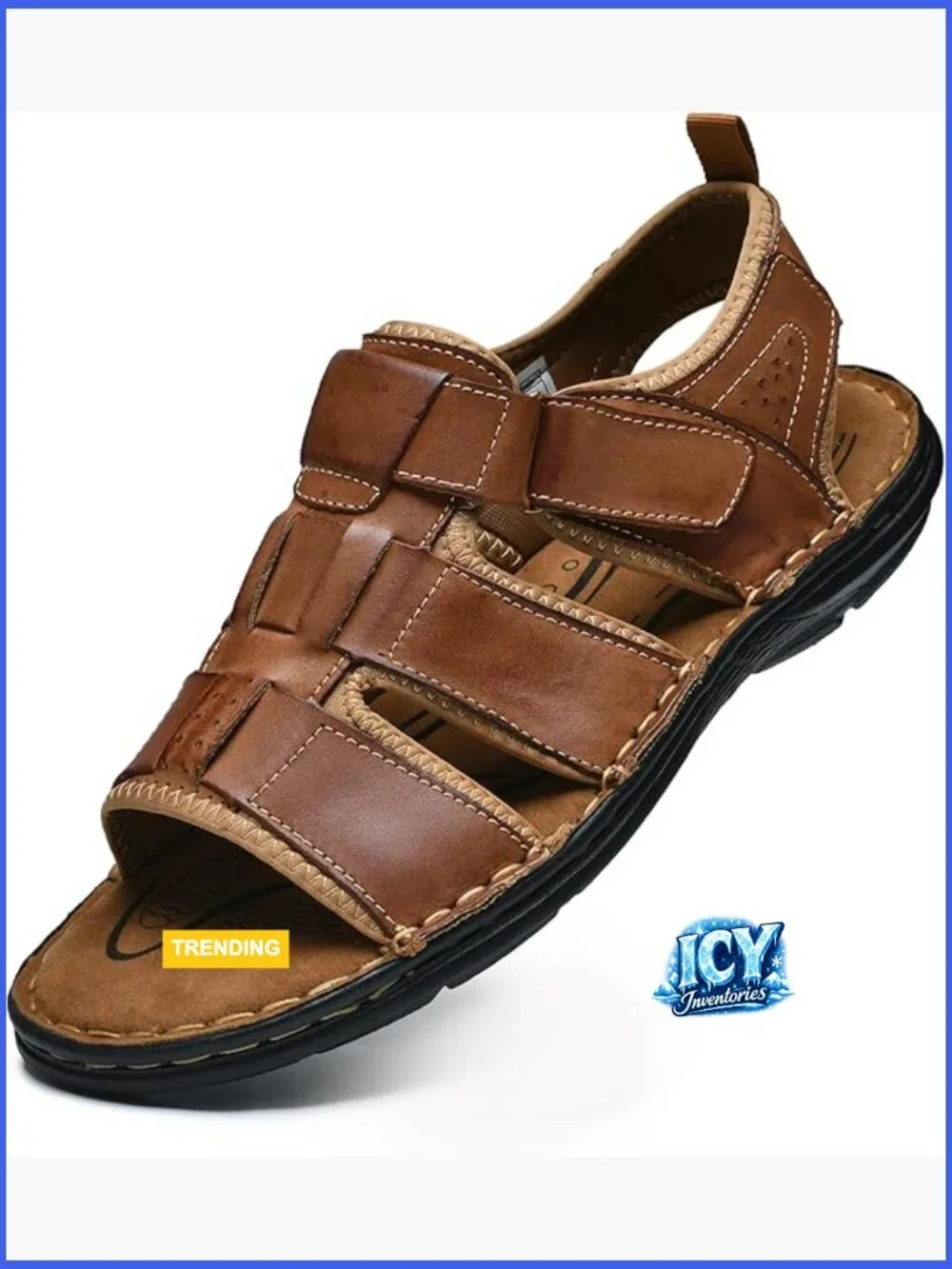 Premium Leather Sandals - Roman Style Open Toe Fisherman Sandals with Cushioned